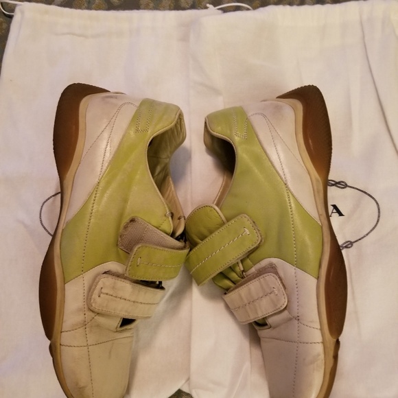 Prada Sneaker w/ Dust Cover. Sz 36.5 lime&creme - Picture 3 of 7